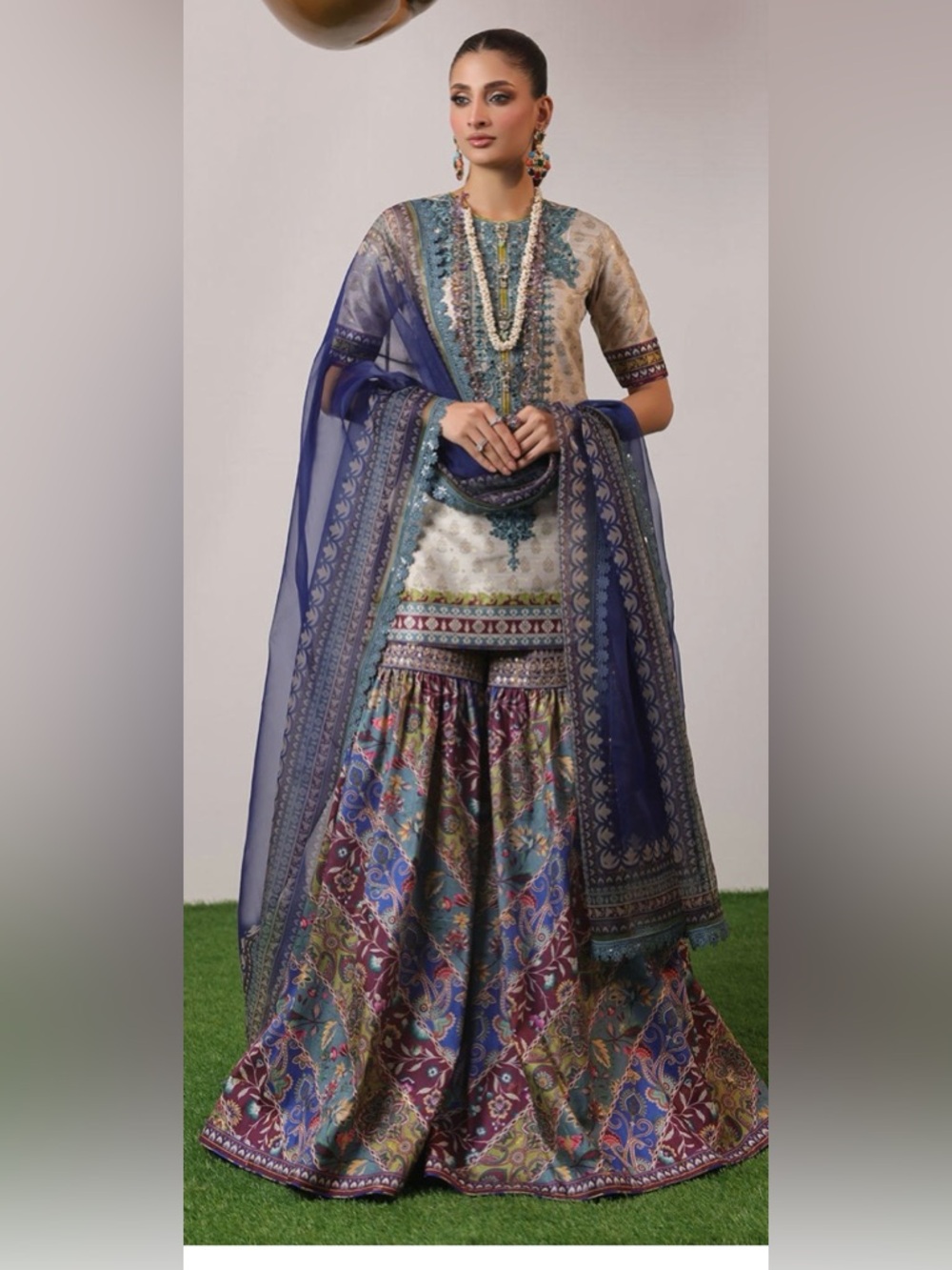 ❌SOLD❌ Nomi Ansari “Mosaic” Luxury Pret Gharara Set | Raw Silk | Wedding/Mehndi